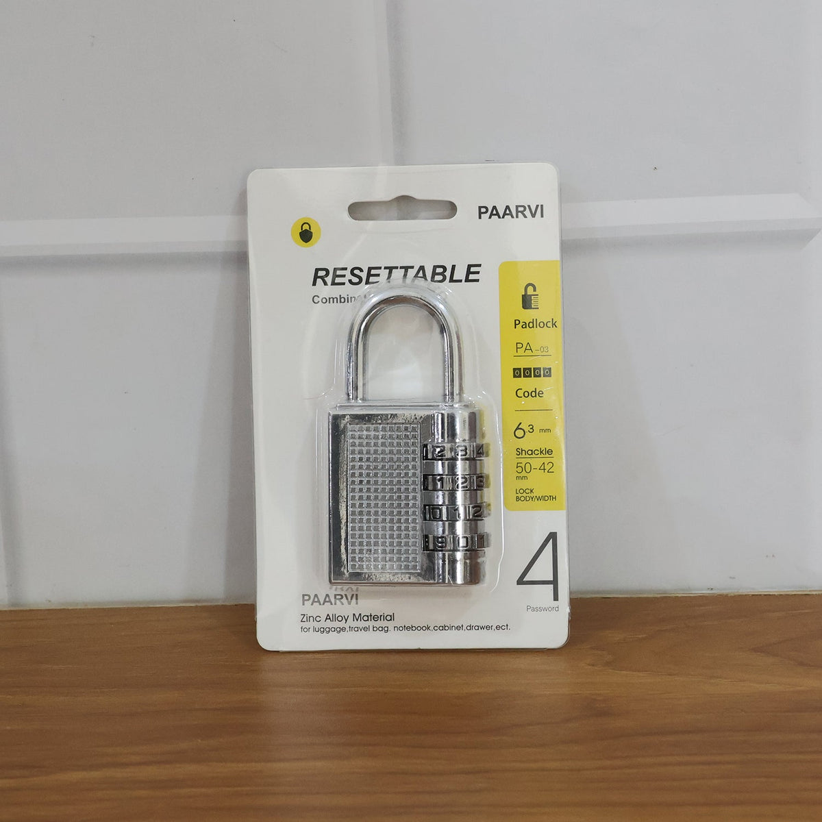 Heavy-Duty 4-Digit Resettable Combination Padlock (1 Pc)