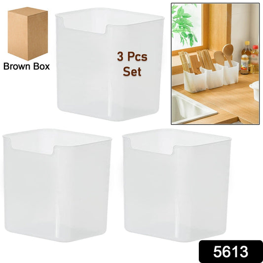 3 Pcs Clear Plastic Organizer Versatile Drawer Tray for Desk Makeup Bathroom Kitchen