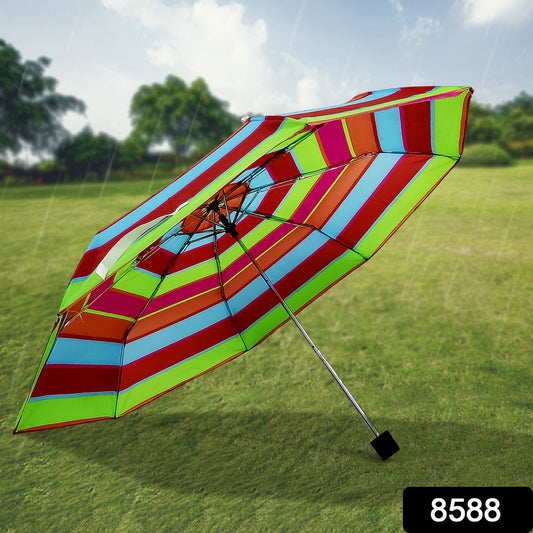 3-Fold Sun & Rain Protective Solid Foldable Umbrella, (1 Pc / Mix Design)