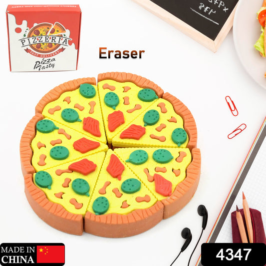 3D Pizza Slices Eraser Set – Fancy & Colorful Stationery for Kids & Gifts (7 slice)
