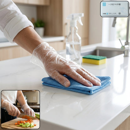 Disposable Clear Plastic Gloves (100  Pc, Medium)