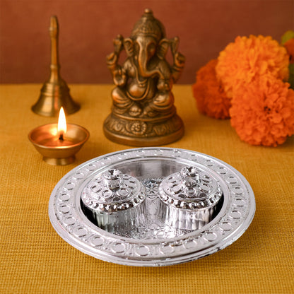 Round Shape Special Puja Thali, Kumkum Thali Holder (1 Pc / Small)
