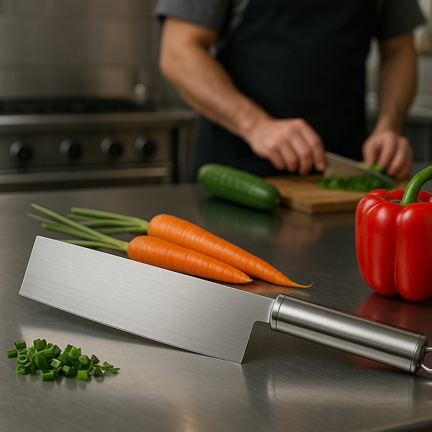  Stainless Steel Vegetable Cleaver Knife - scale and size reference