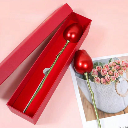 Metal red rose couple jewellery box romantic gift for engagement India