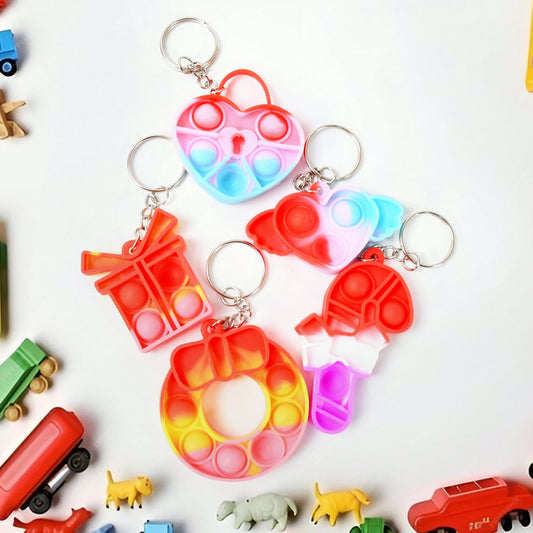 Compact Pop It Keychain – Fun Stress Relief Fidget Toy (1 Pc | Mix Design)