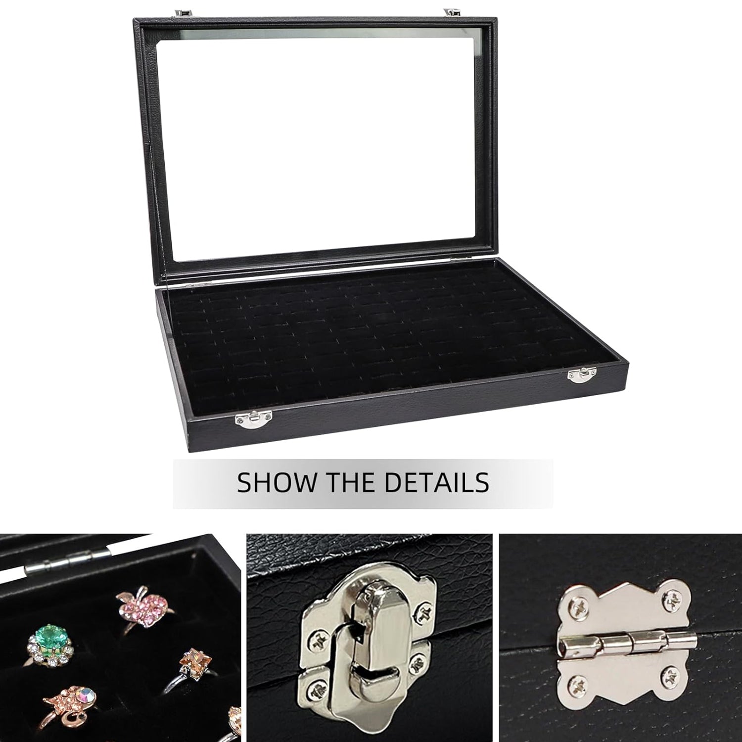Clear-top jewellery display box 35x24cm for rings and badge collection India