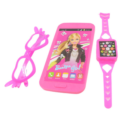 Barbie Musical Phone, Watch & Glasses Play Set for Girls (3 Pc, Battery-Free)