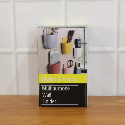 Multipurpose Plastic Wall Mounted Remote & Mobile Holder Stand – (Pack of 4 / Mix Color)