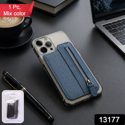Adhesive Card Phone Holder with Zipper – Versatile Wallet Case (1 Pc / Mix Color)