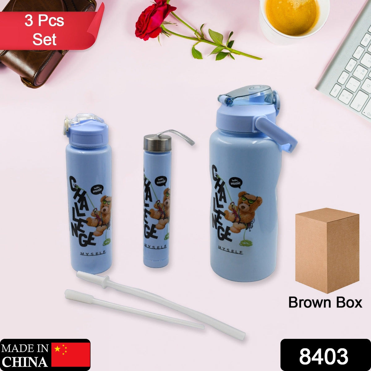 Plastic 3pc Water Bottle Set