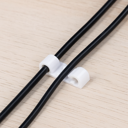 Self-Adhesive Cable Clips – Round Plastic Wire Holder for Cord Management (Pack of 20)