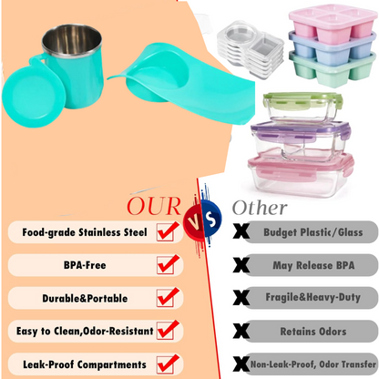 Snack Tray with 350ml Steel Cup for Kids & Home Use