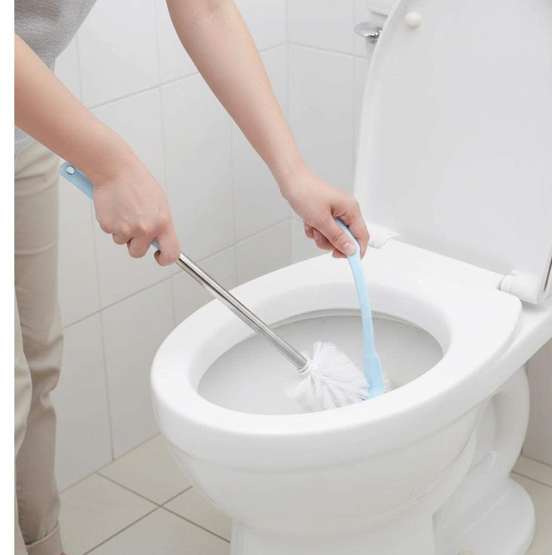 Toilet Plastic Brush with Holder Stand Western and Indian Toilet Bathroom Cleaning