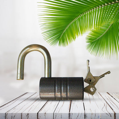 Heavy-Duty Iron Padlock – 82mm Black with Brass Core & 5 Keys, Waterproof