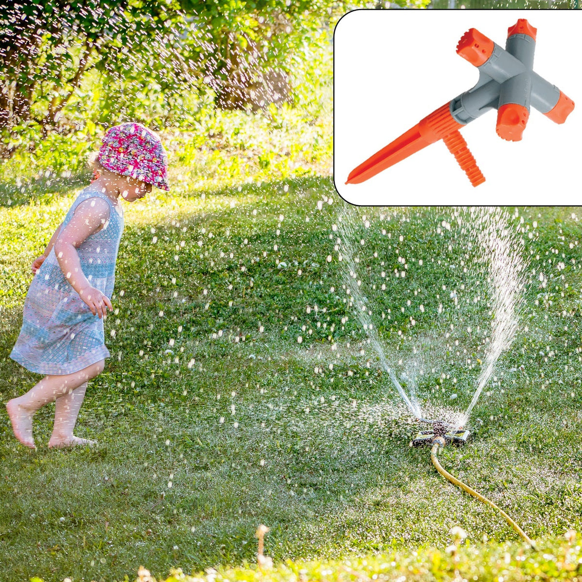 360° Rotating Garden Sprinkler – Adjustable 4-Arm Lawn Water Sprayer