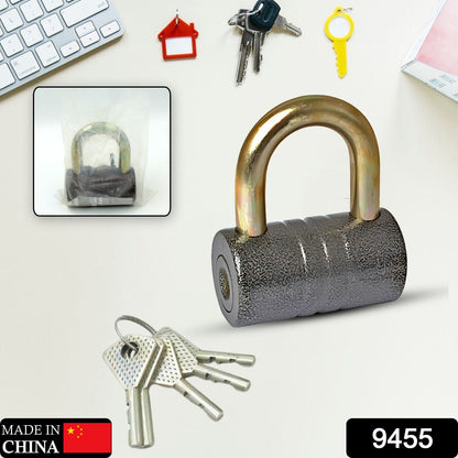 Heavy-Duty Iron Padlock – 82mm Black with Brass Core & 5 Keys, Waterproof
