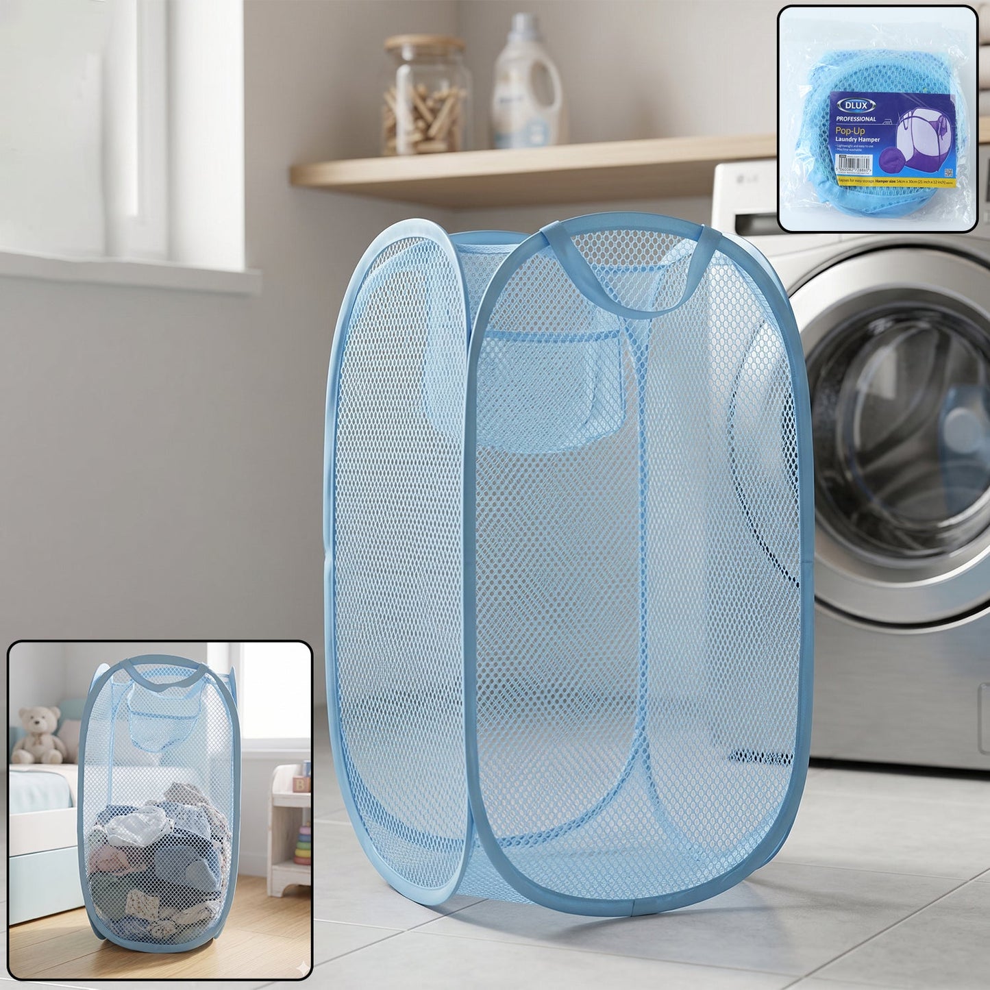 large mesh pop up laundry basket