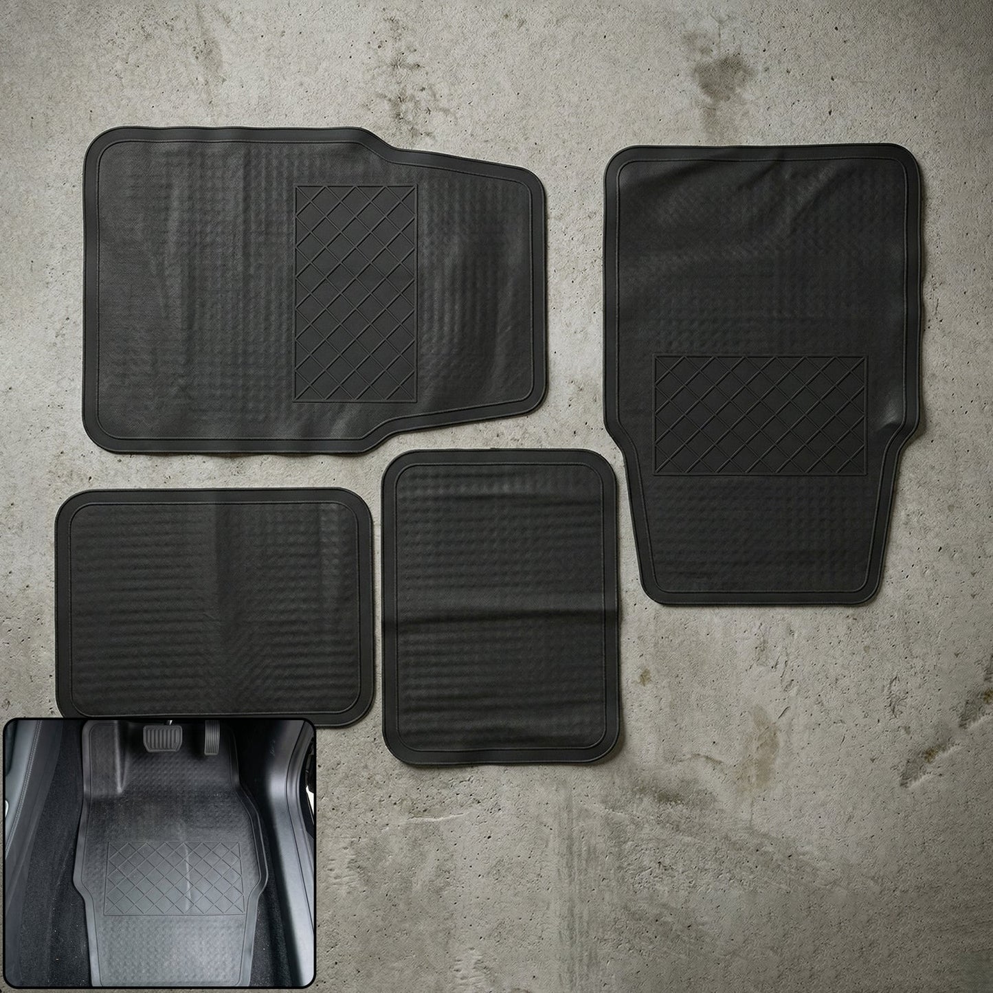 Heavy Duty Anti-Slip Rubber Car Foot Mat Set (4 Pc)