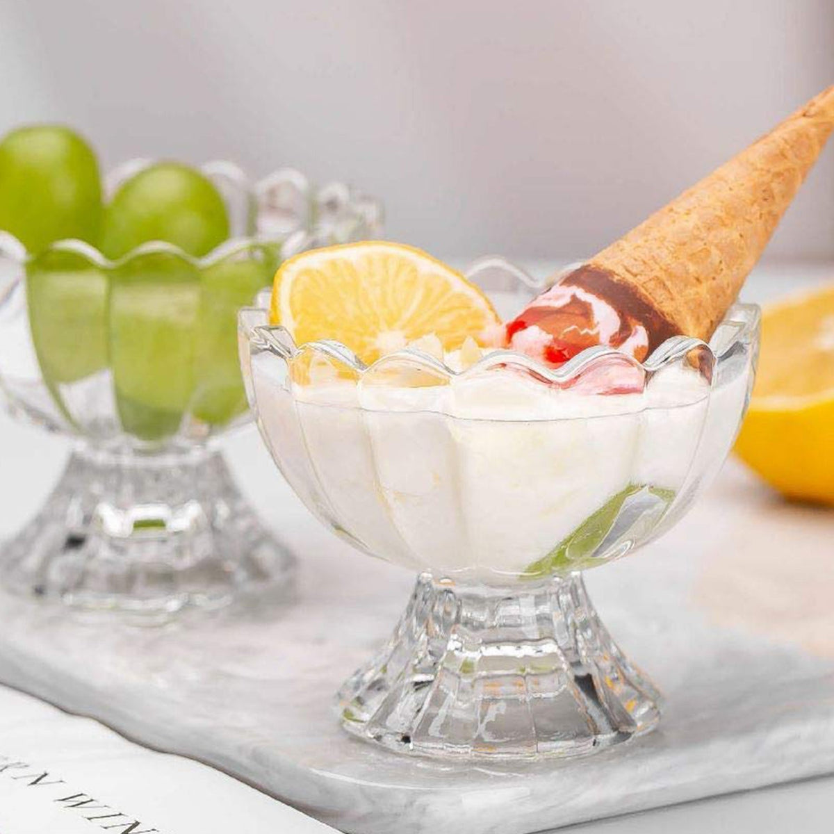 Serving Dessert Bowl Set - 6pcs Ice Cream, Salad, and Fruit Bowls (Brown Box)