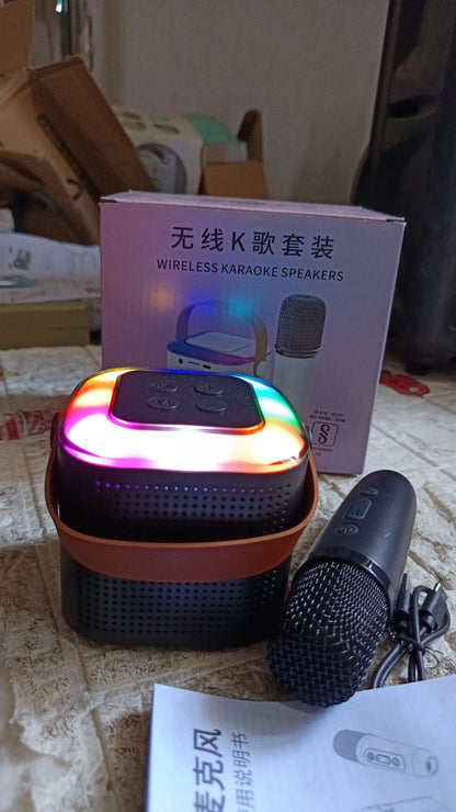 Wireless Speaker Microphone Set with RGB Light – Portable Karaoke