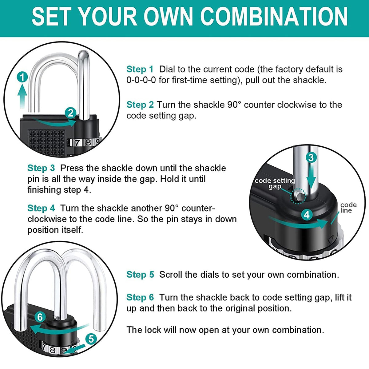 Heavy-Duty 4-Digit Resettable Combination Padlock (1 Pc)