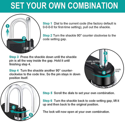 Heavy-Duty 4-Digit Resettable Combination Padlock (1 Pc)