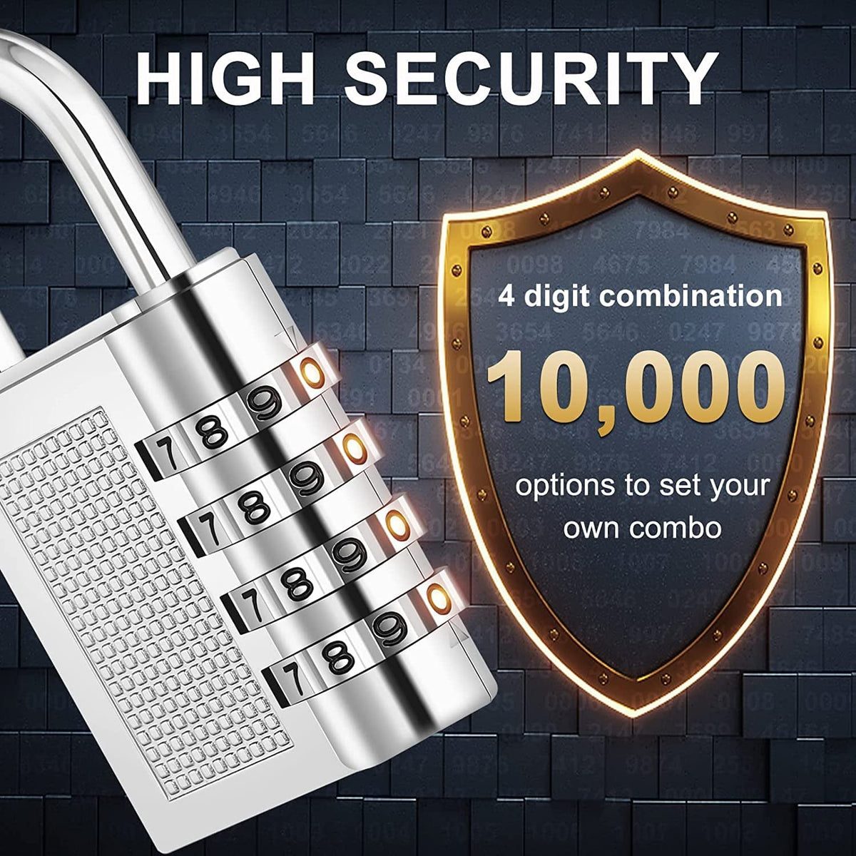Heavy-Duty 4-Digit Resettable Combination Padlock (1 Pc)